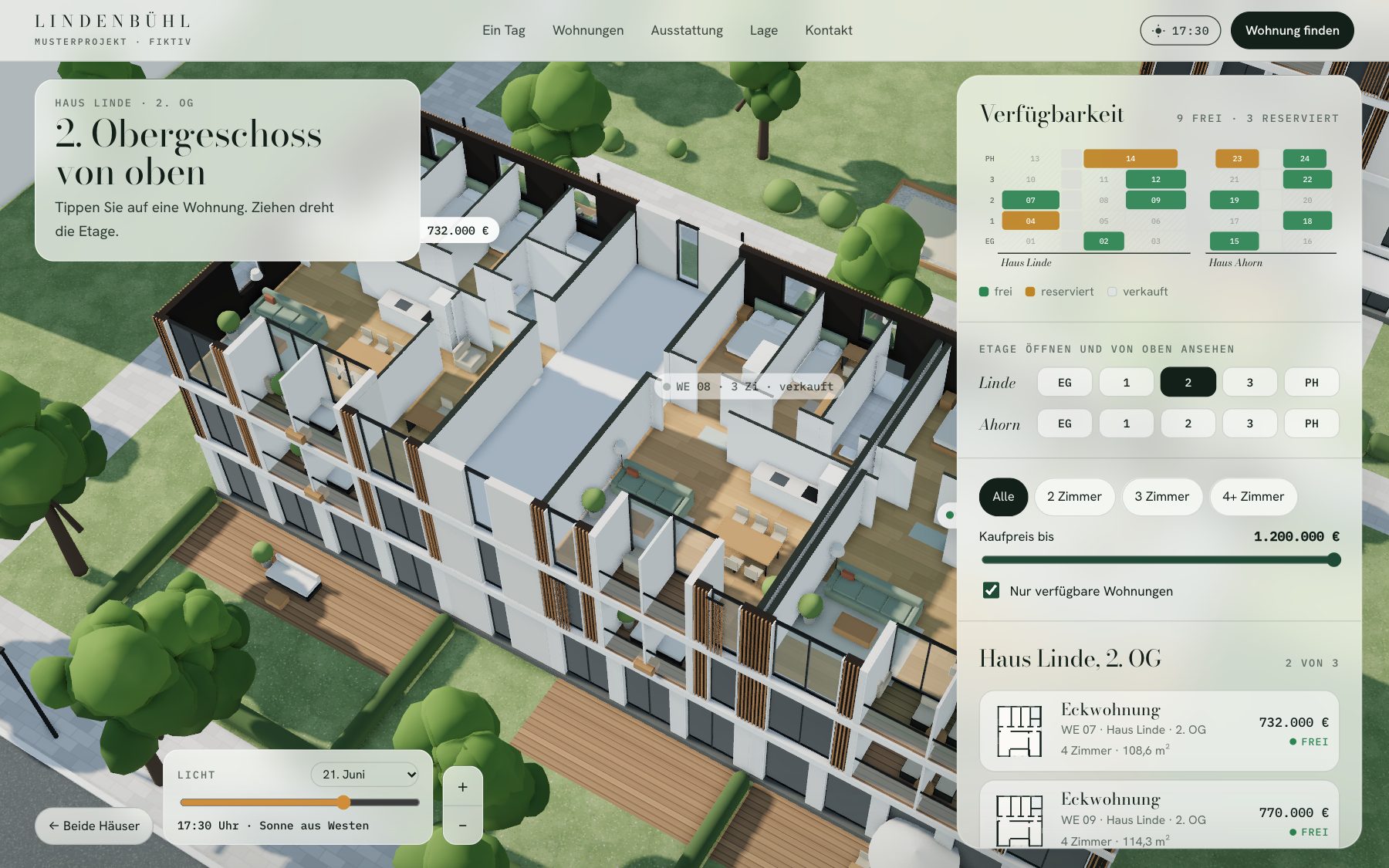 An opened floor with apartments